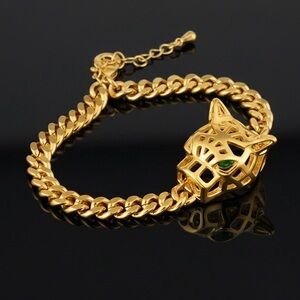 18K Gold Plated leopard Head Bracelet